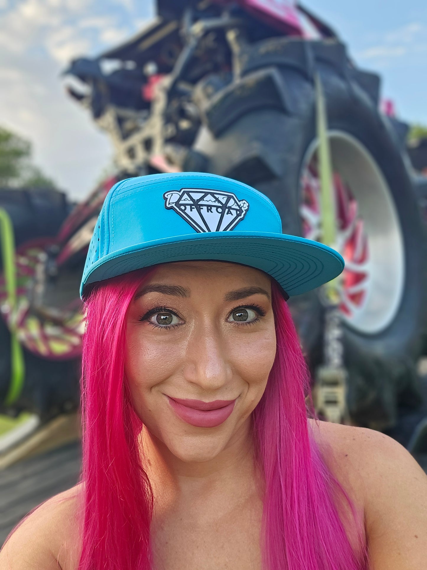 Bright neon blue Diamond Dust waterproof hat