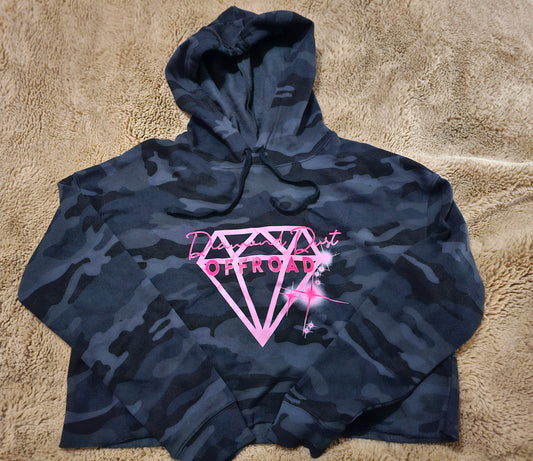 Crop Top Black Camo Diamond Dust Hoodie