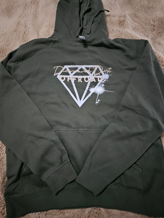 Miltary Green and Gold diamond dust hoodie