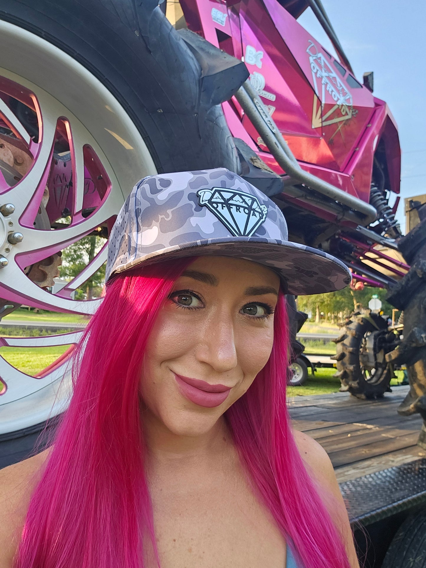 Camo dark grey DIAMOND DUST stainless logo hat - waterproof