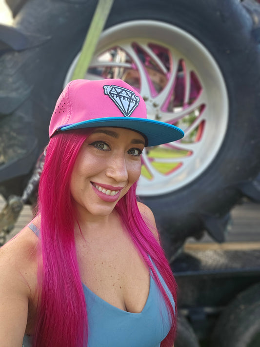 MULTICOLOR, pink hat, blue bill with purple rope - DIAMOND DUST