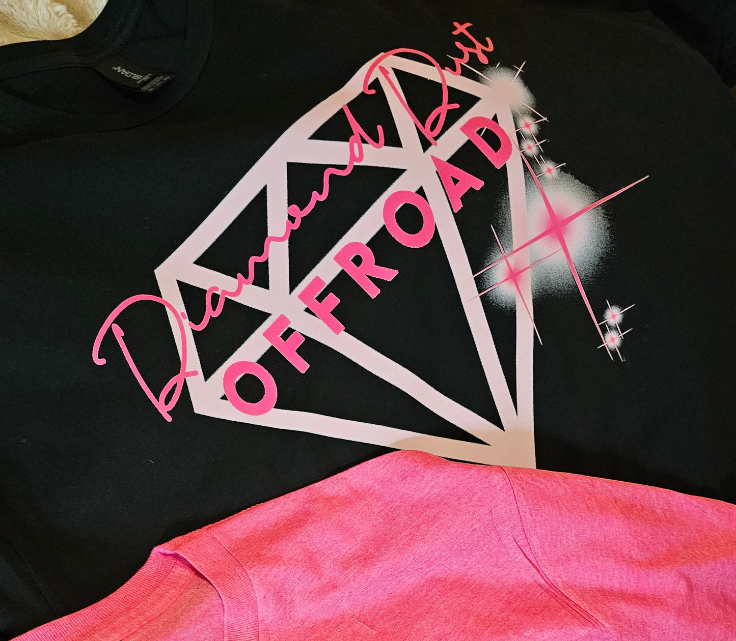 Black shirt - pink logo Diamond Dust Offroad