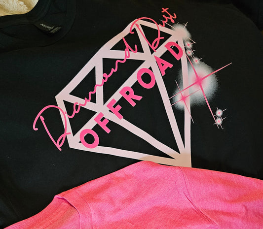 Black shirt - pink logo Diamond Dust Offroad