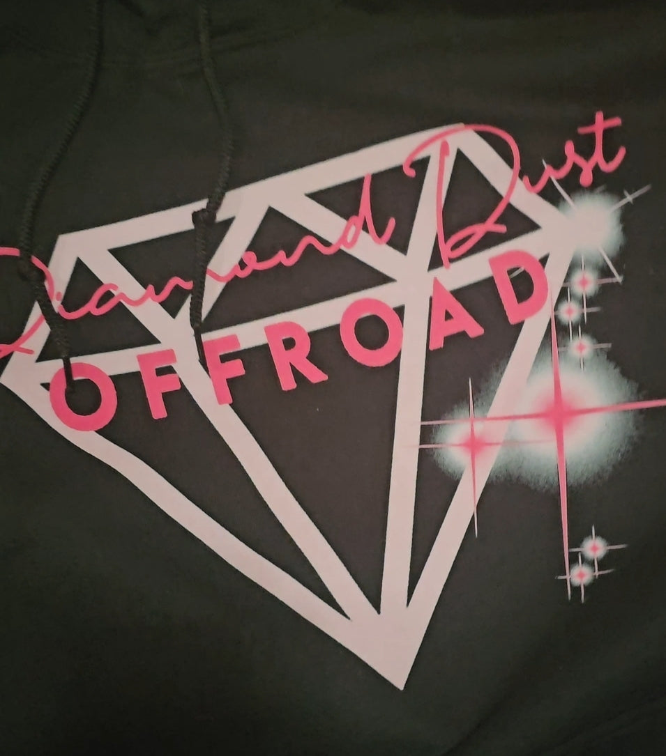 Black Diamond Dust Hoodie W/ PINK LOGO!